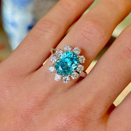 Vintage, zircon & diamond cluster ring