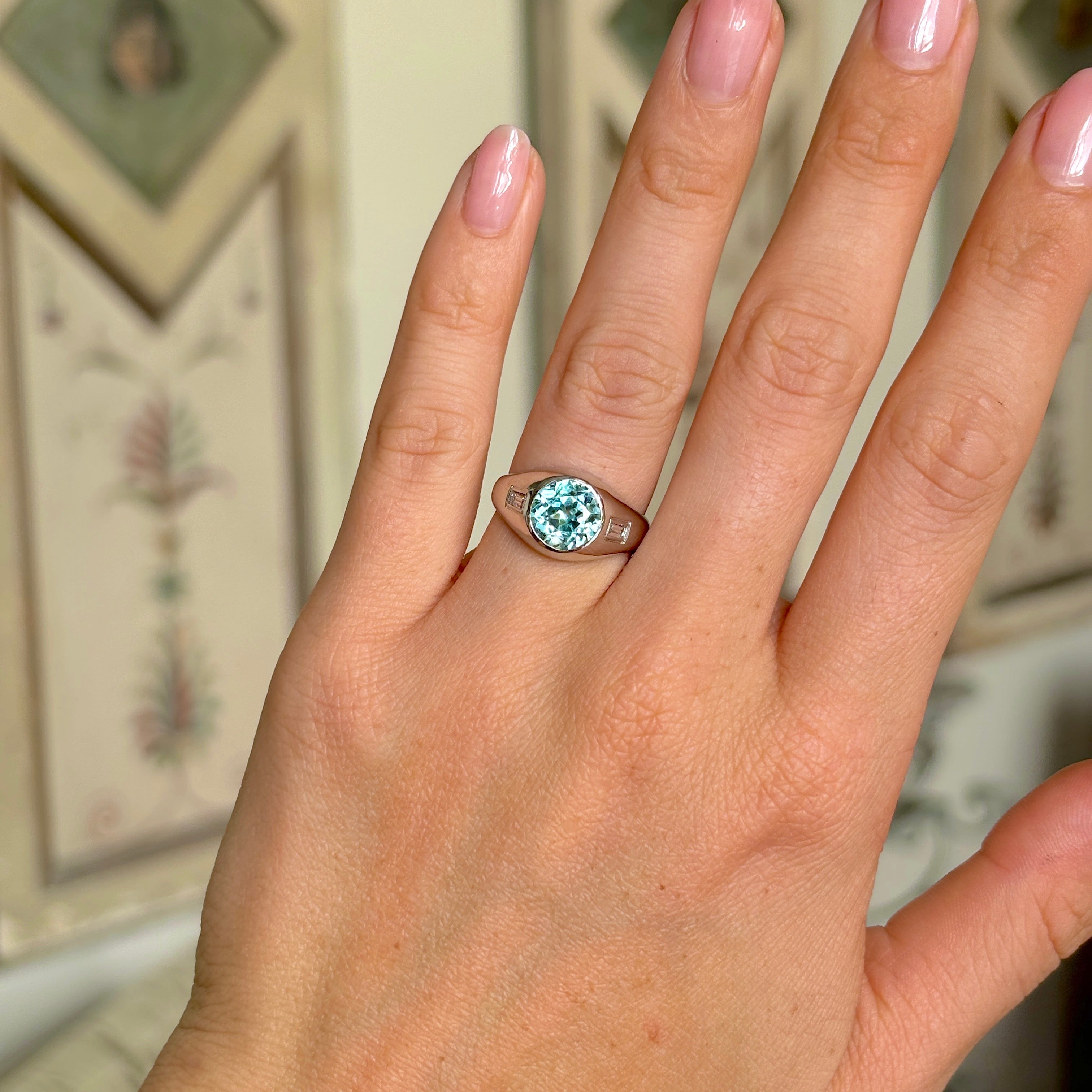 Vintage rub-over zircon & diamond ring – Antique Ring Boutique