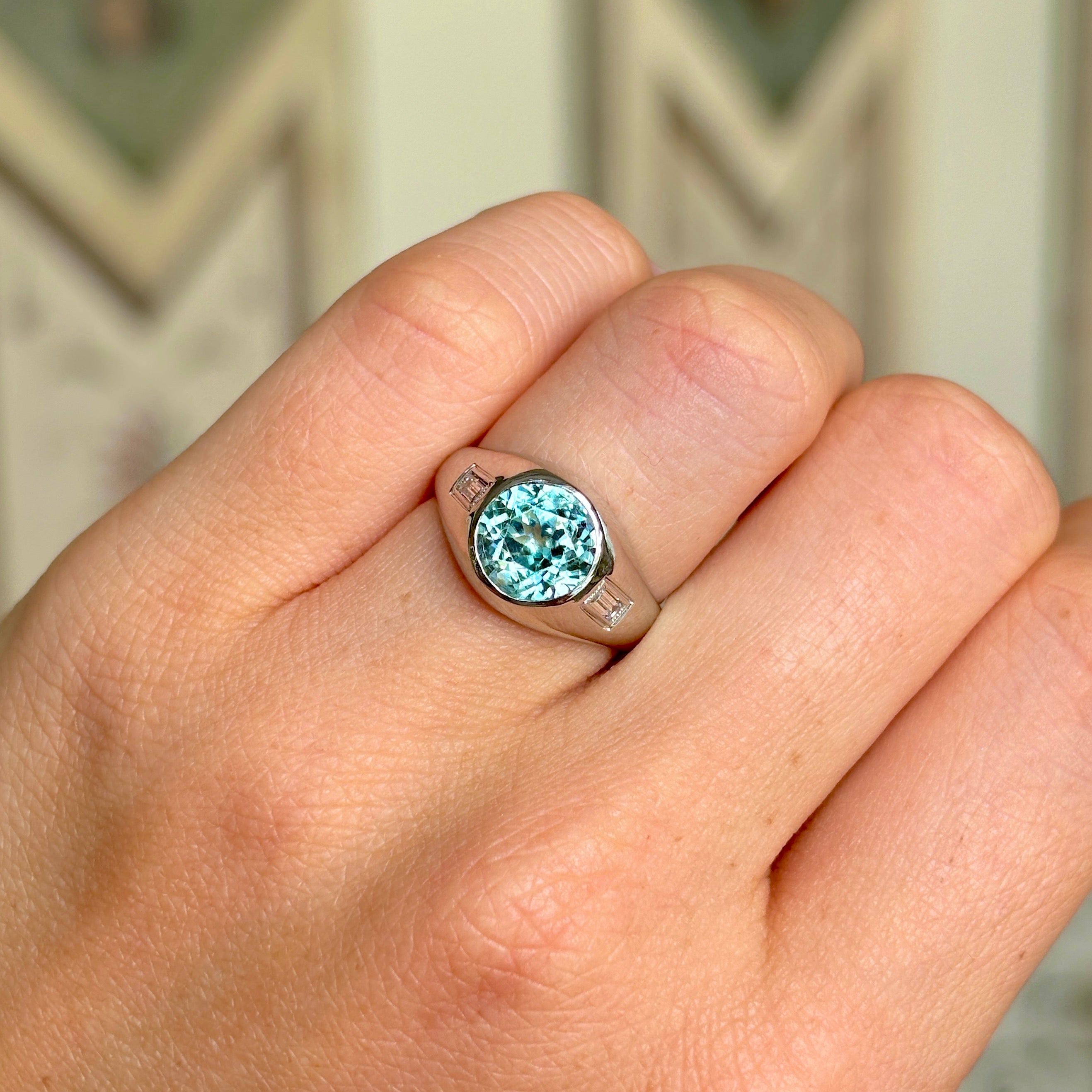 Vintage rub-over zircon & diamond ring – Antique Ring Boutique