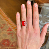 Antique, Edwardian fire opal & diamond cocktail ring