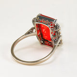 Antique, Edwardian fire opal & diamond cocktail ring