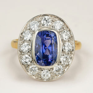 Vintage, 1980s French sapphire & diamond cluster ring