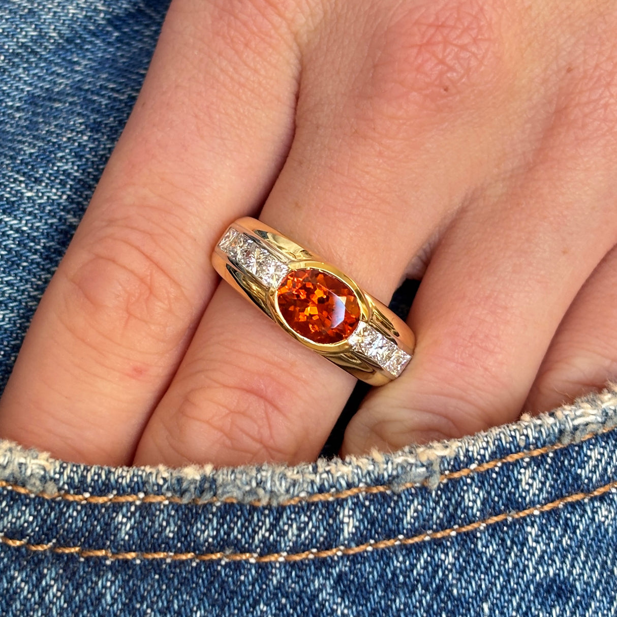 Vintage, citrine & diamond band