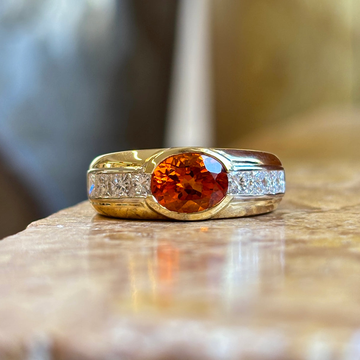 Vintage, citrine & diamond band