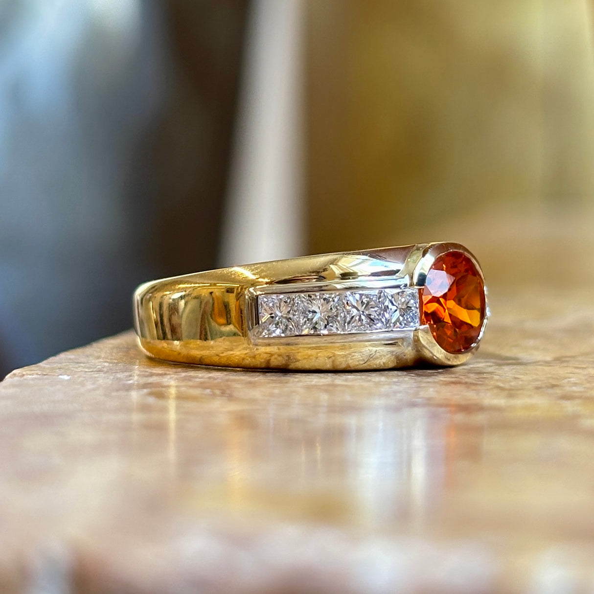 Vintage, citrine & diamond band