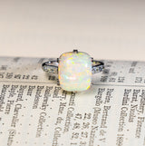 Vintage, Art Deco cabochon opal and diamond ring front