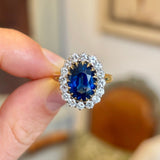 Vintage, 1980s sapphire and diamond cluster ring