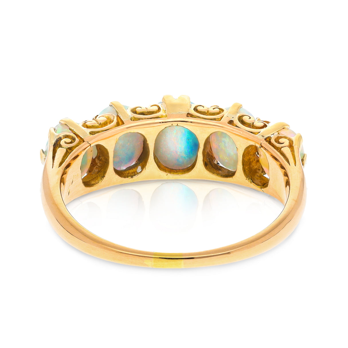 Antique, Edwardian, five-stone opal ring, 18ct yellow gold