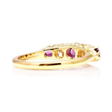 1565-Antique, Edwardian five stone ruby and diamond ring back