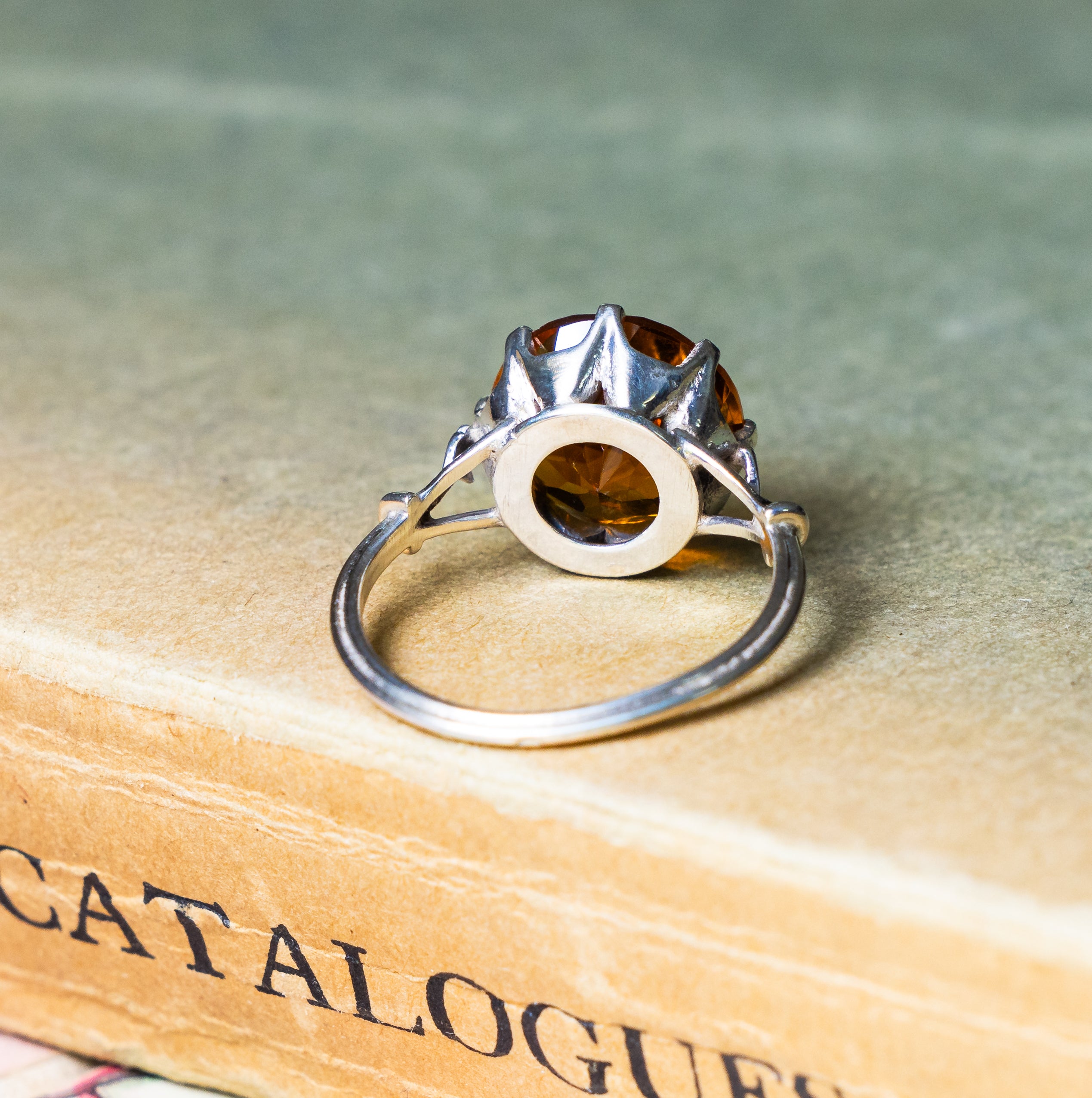 Vintage, 1930s Citrine Single-Stone Ring, Silver – Antique Ring