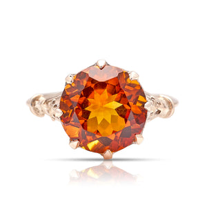 Vintage, 1930s citrine single-stone  ring, silver front