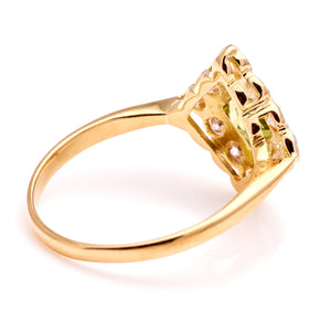 Antique, Edwardian peridot & diamond kite shaped ring