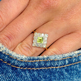 Antique, Edwardian peridot & diamond kite shaped ring