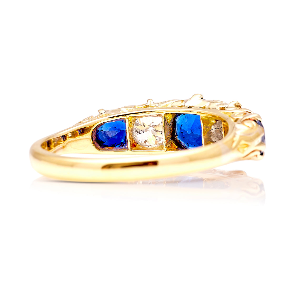 1659-Antique, Victorian sapphire and diamond five-stone ring  back