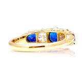 1659-Antique, Victorian sapphire and diamond five-stone ring  back
