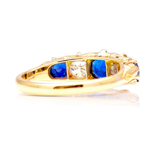1659-Antique, Victorian sapphire and diamond five-stone ring  back