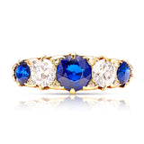1659-Antique, Victorian sapphire and diamond five-stone ring  front