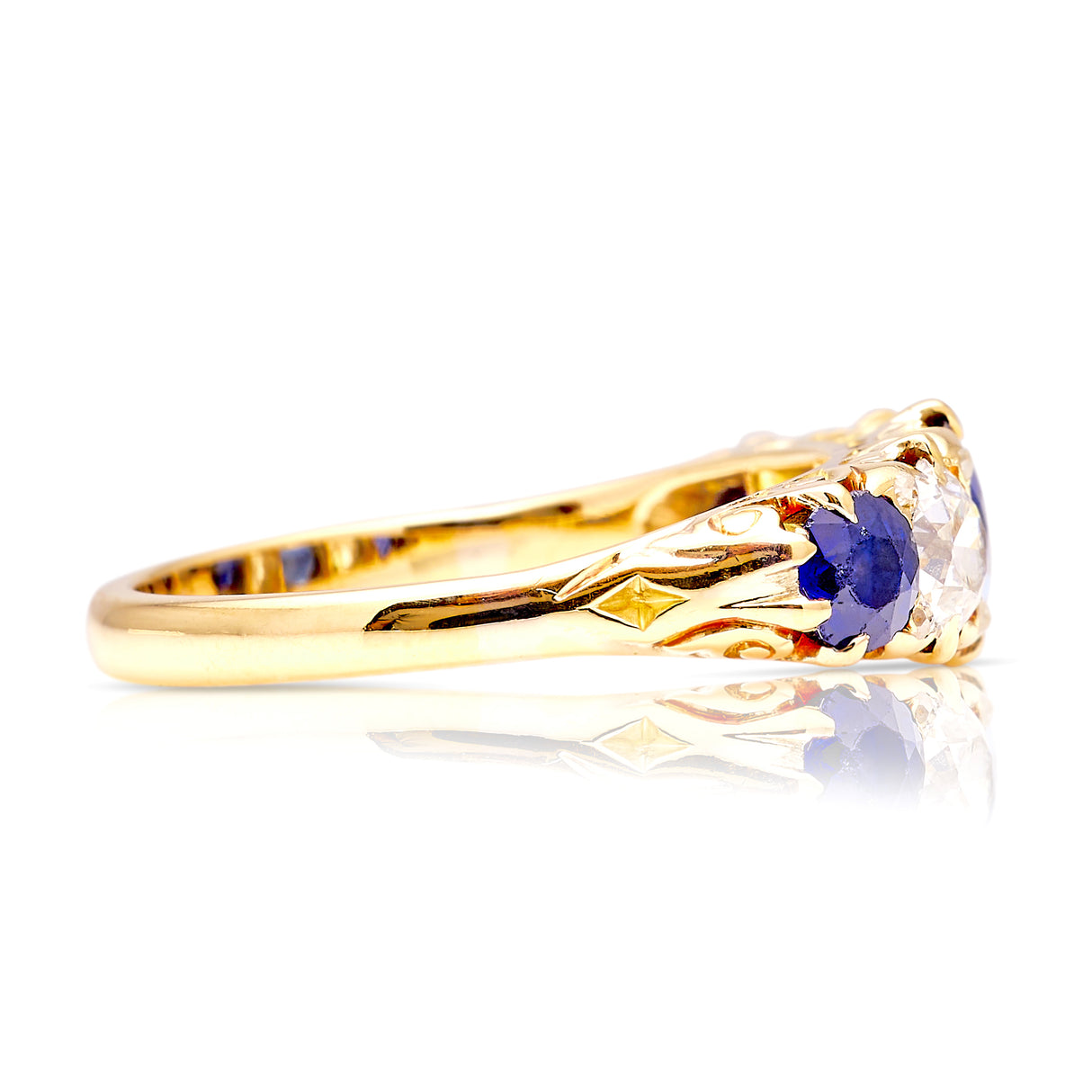 1659-Antique, Victorian sapphire and diamond five-stone ring  side