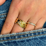 Antique, Victorian diamond set snake ring, 18ct yellow gold worn on hand.