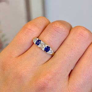Antique, Victorian sapphire and diamond half hoop ring