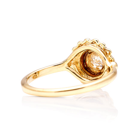 1776-Vintage, solitaire diamond engagement ring back