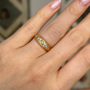Antique, Edwardian pearl and diamond three-stone ring