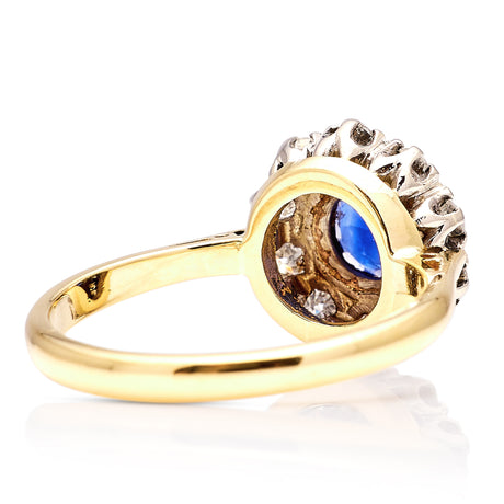 Vintage, Art Deco sapphire & diamond cluster ring back