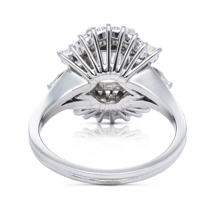 Vintage 1.50ct Emerald-Cut Diamond Cluster Ring, Platinum, Circa 1950