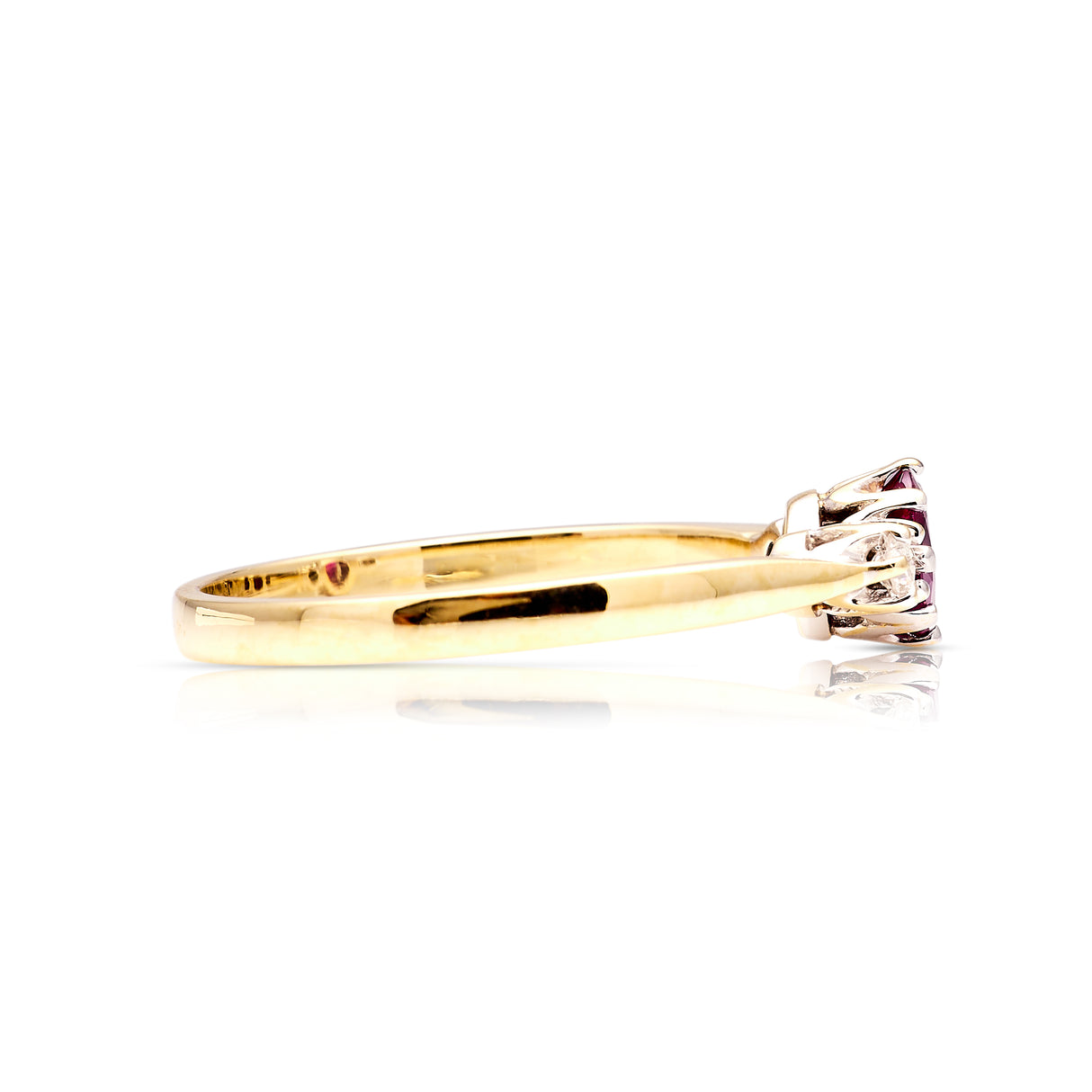 Vintage, 1980s ruby & diamond three-stone ring side