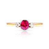 Vintage, 1980s ruby & diamond three-stone ring front