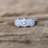 Vintage, 1970s cubic zirconia triple cluster ring front