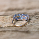 Vintage, 1970s cubic zirconia triple cluster ring back