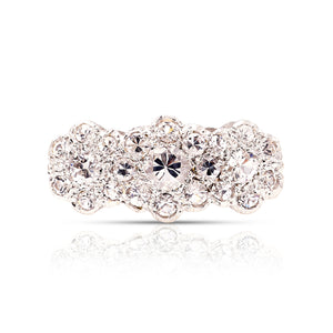 Vintage, 1970s cubic zirconia triple cluster ring front