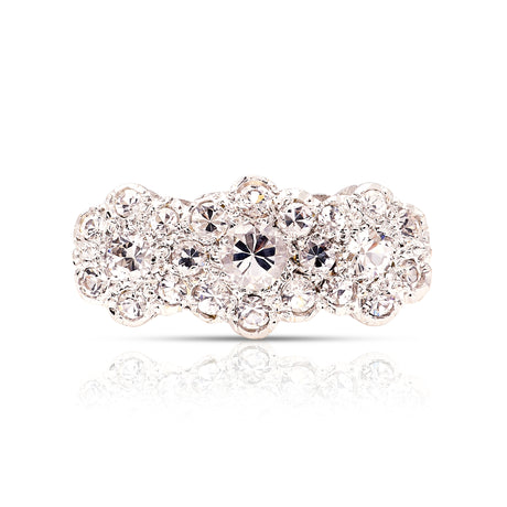 Vintage, 1970s cubic zirconia triple cluster ring front