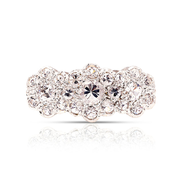 Vintage, 1970s cubic zirconia triple cluster ring front