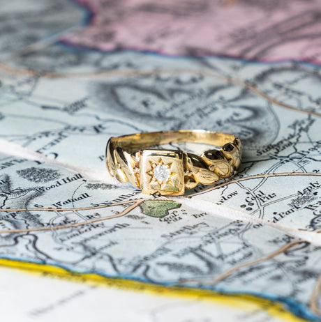 Antique, Victorian diamond gypsy ring front