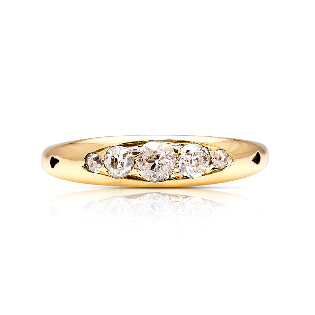 Antique, Edwardian five-stone diamond ring front