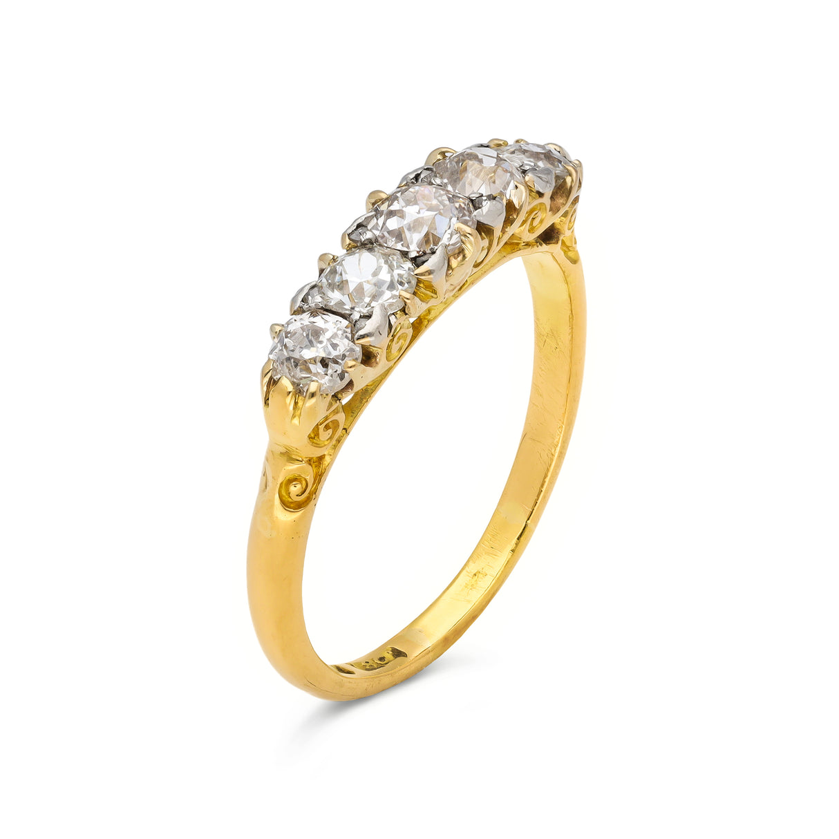 Antique Diamond Five Stone Engagement Ring, 18ct Yellow Gold