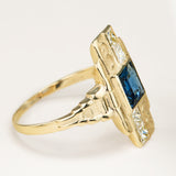 Art Deco style, Austrian sapphire and diamond ring