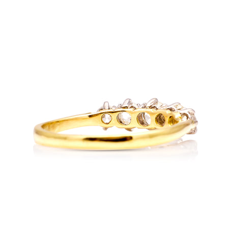 Antique, Edwardian five-stone diamond ring back

