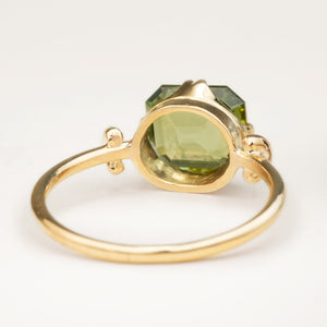 Vintage, 1980's green sapphire solitaire engagement ring
