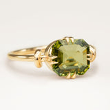 Vintage, 1980's green sapphire solitaire engagement ring