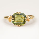 Vintage, 1980's green sapphire solitaire engagement ring