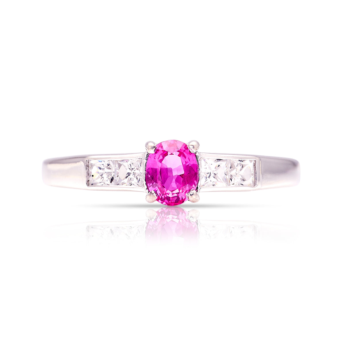 Vintage, 1990s ruby & diamond ring, 14ct white gold front