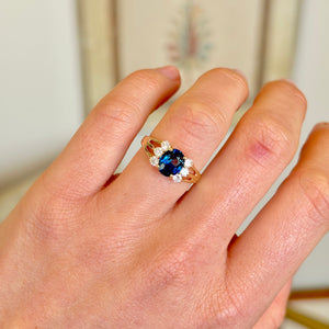 Vintage, 1970s sapphire & diamond ring