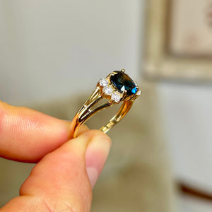Vintage, 1970s sapphire & diamond ring