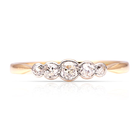 Vintage, five-stone diamond ring front