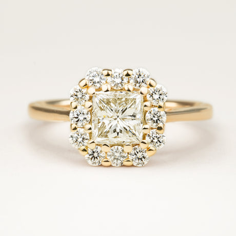 1ct Square Step-Cut Diamond Cluster Engagement Ring