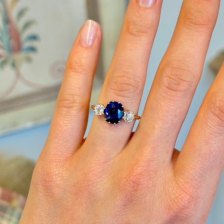 Vintage, Art Deco sapphire & diamond three-stone ring