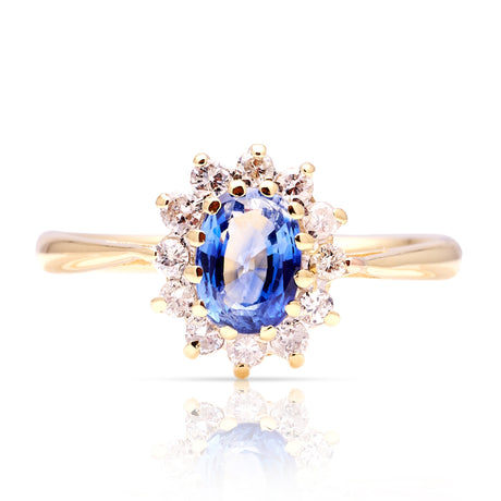 Vintage, 1980s sapphire & diamond cluster ring